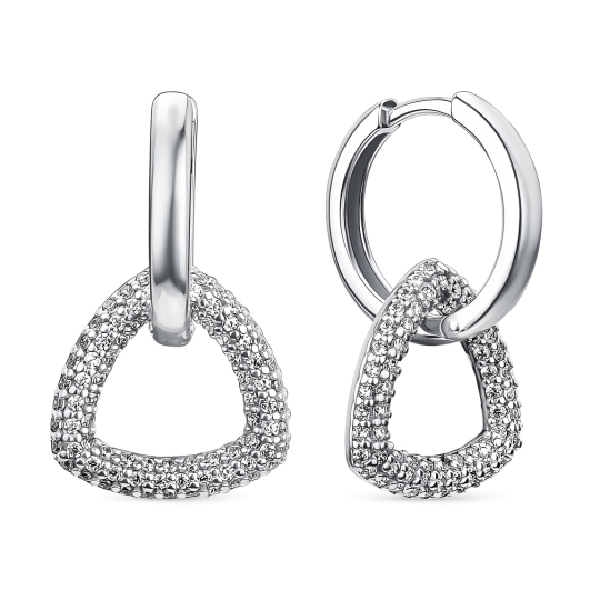 Серьги из серебра с цитринами и фианитами