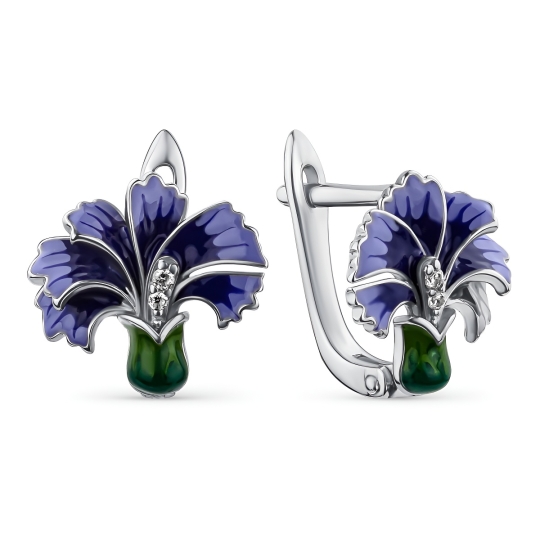 Серьги из серебра с фианитами