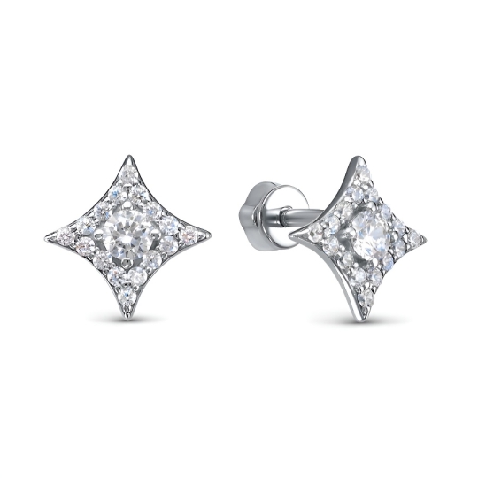 Серьги из серебра с фианитами