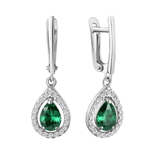 Серьги из серебра с агатами и фианитами