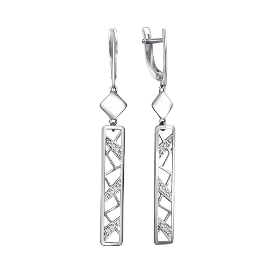 Серьги из серебра с фианитами