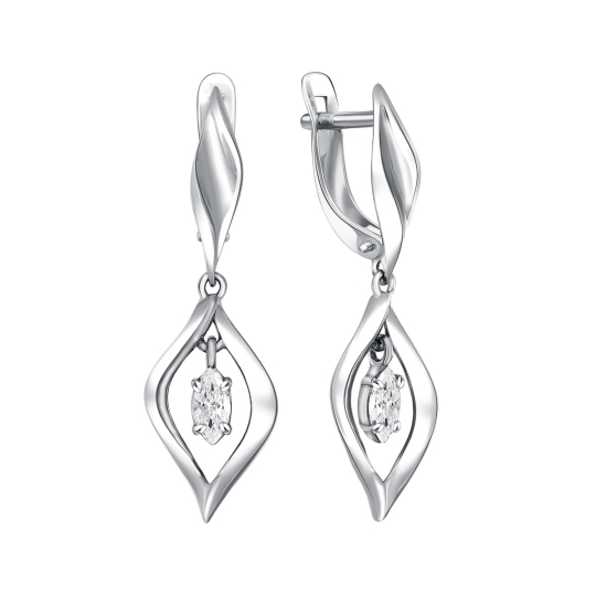 Серьги из серебра с фианитами