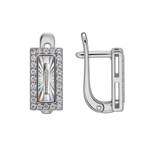 Серьги из серебра с фианитами