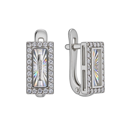Серьги из серебра с фианитами