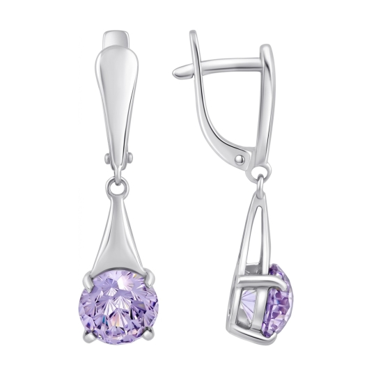 Серьги из серебра с фианитами