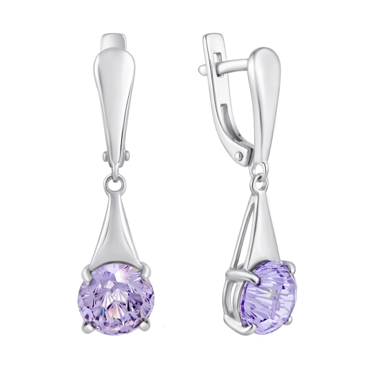 Серьги из серебра с фианитами