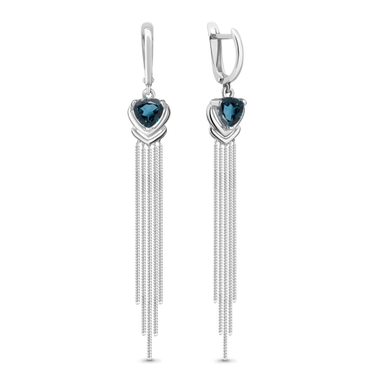 Серьги из серебра с агатами и фианитами