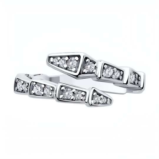 Кольцо из серебра с позолотой, агатом и фианитами
