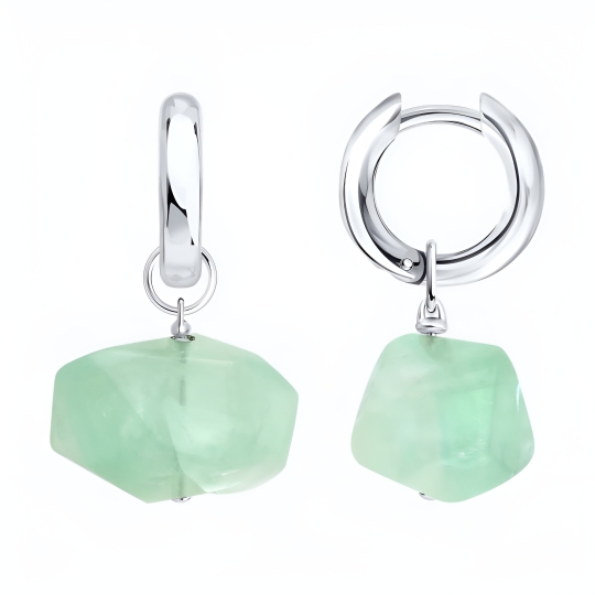 Серьги из серебра с агатами и фианитами