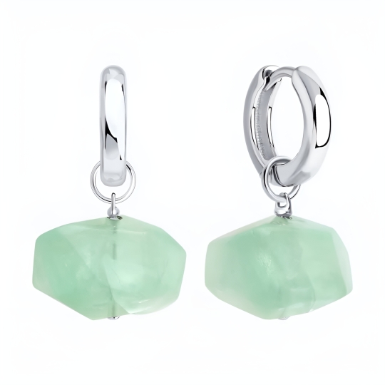 Серьги из серебра с агатами и фианитами