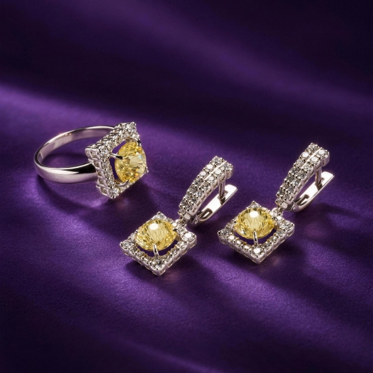 Серьги из серебра с фианитами