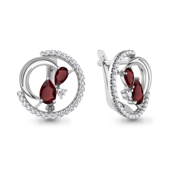 Серьги из серебра с позолотой и фианитами