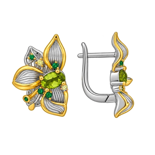 Серьги из серебра с фианитами