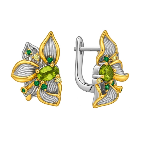 Серьги из серебра с фианитами