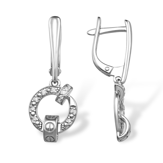 Серьги из серебра с фианитами