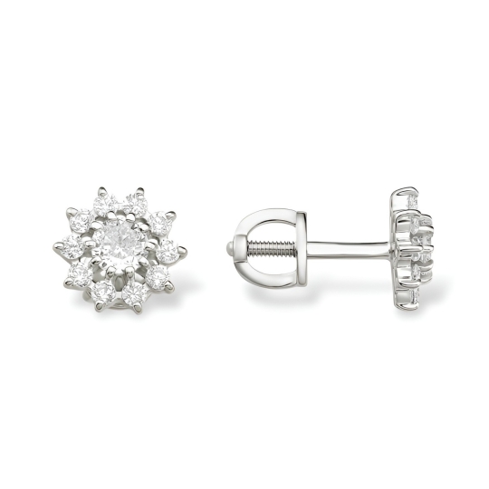 Серьги из серебра с фианитами