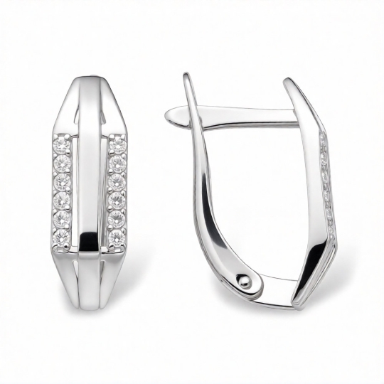 Серьги из серебра с фианитами