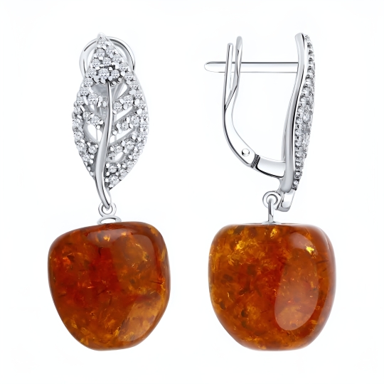 Серьги из серебра с фианитами