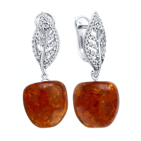 Серьги из серебра с фианитами