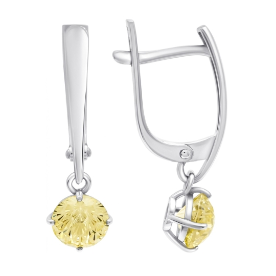 Серьги из серебра с фианитами