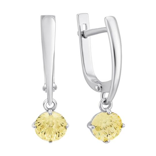 Серьги из серебра с фианитами