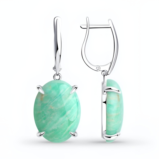 Серьги из серебра с сапфирами и фианитами
