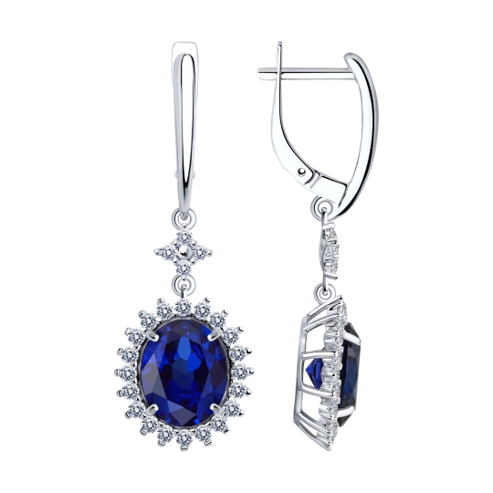 Серьги из серебра с фианитами