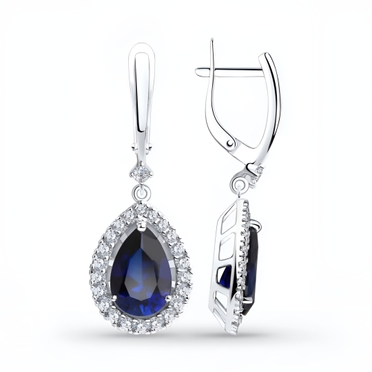 Серьги из серебра с фианитами