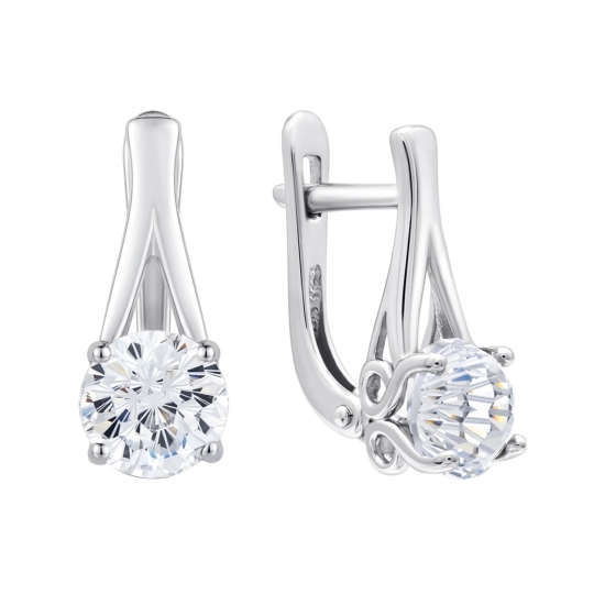 Серьги из серебра с фианитами 