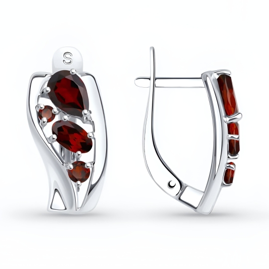 Серьги из серебра с агатами и фианитами