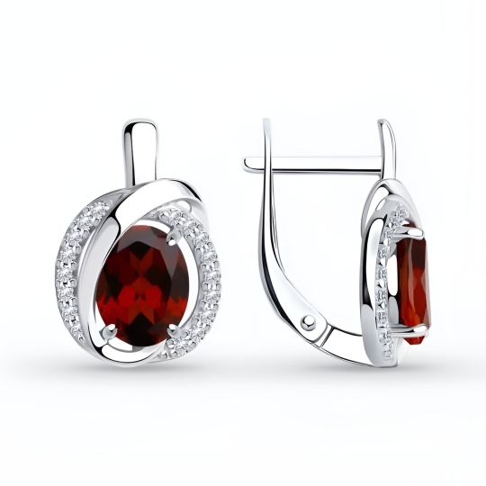 Серьги из серебра с аметистами и фианитами