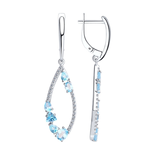 Серьги из серебра с фианитам
