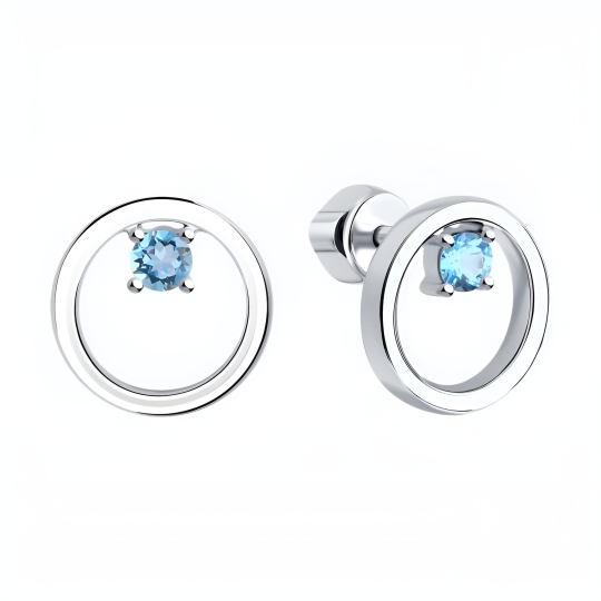 Серьги из серебра с фианитами 