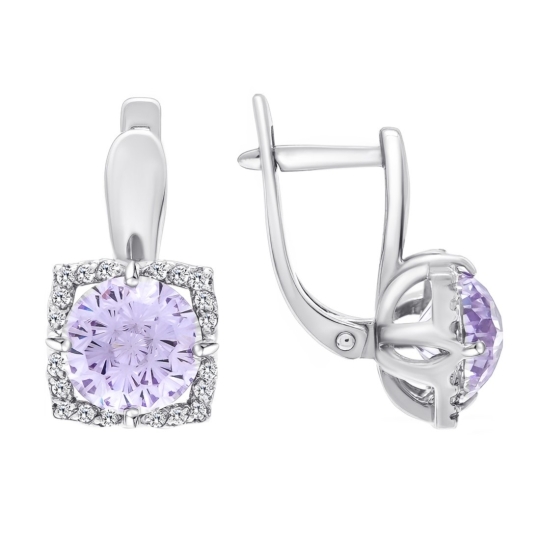 Серьги из серебра с фианитами