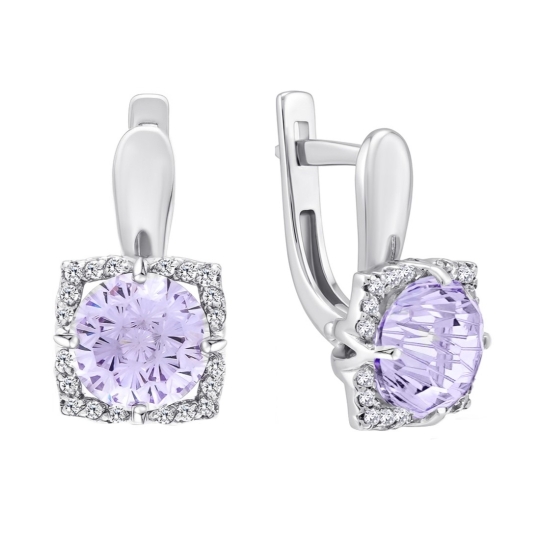 Серьги из серебра с фианитами