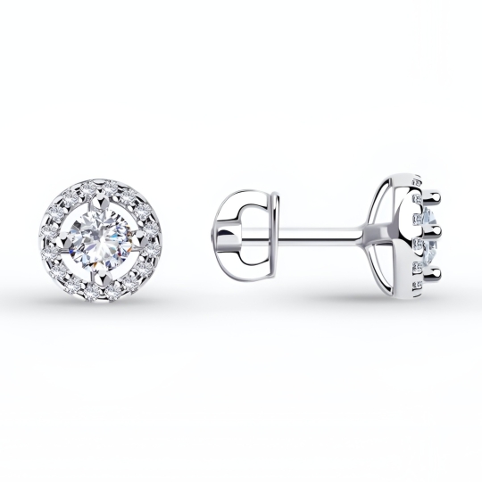 Серьги из серебра с гранатами, ювелирными кристаллами и эмалью
