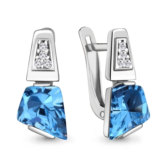Серьги из серебра с гранатами и фианитами