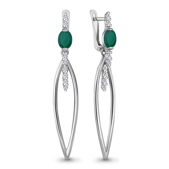 Серьги из серебра с фианитами