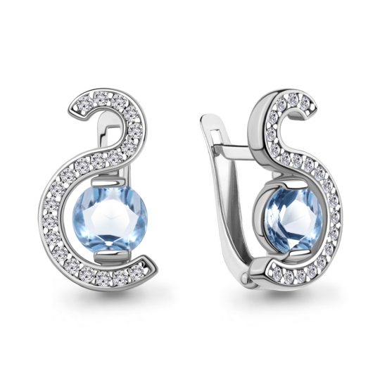 Серьги из серебра с ювелирными кристаллами