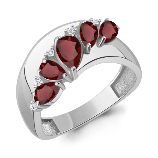 Серьги из серебра с гранатами и фианитами