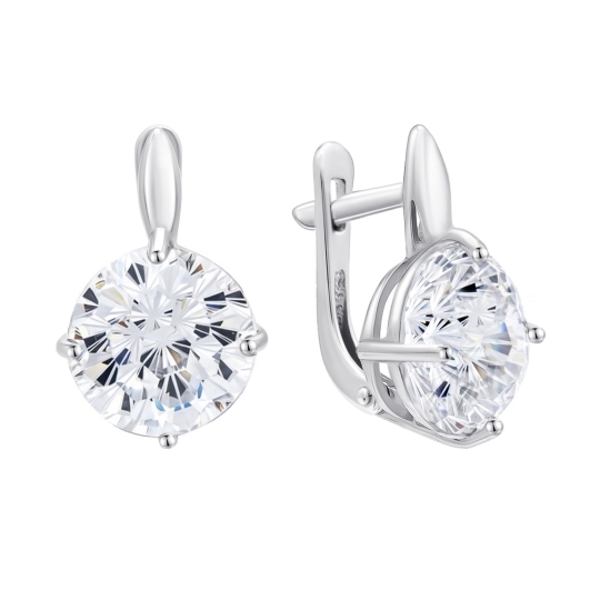 Серьги из серебра с фианитами