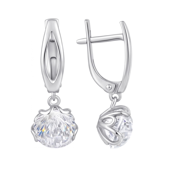 Серьги из серебра с фианитами