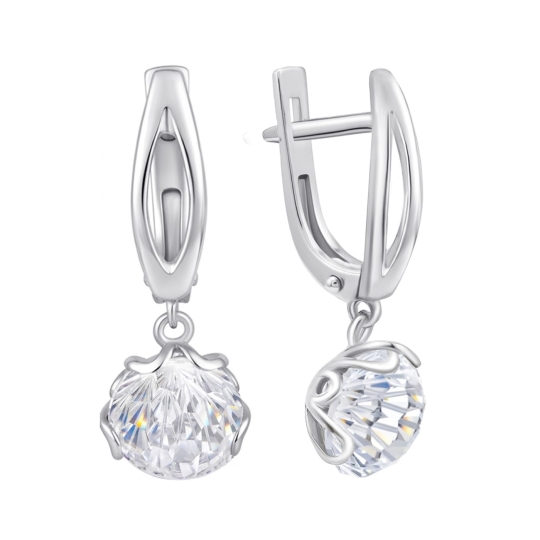 Серьги из серебра с фианитами