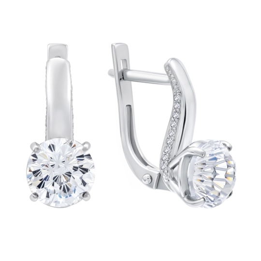 Серьги из серебра с фианитами