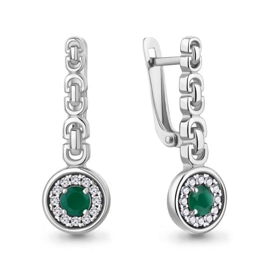 Серьги из серебра с фианитами