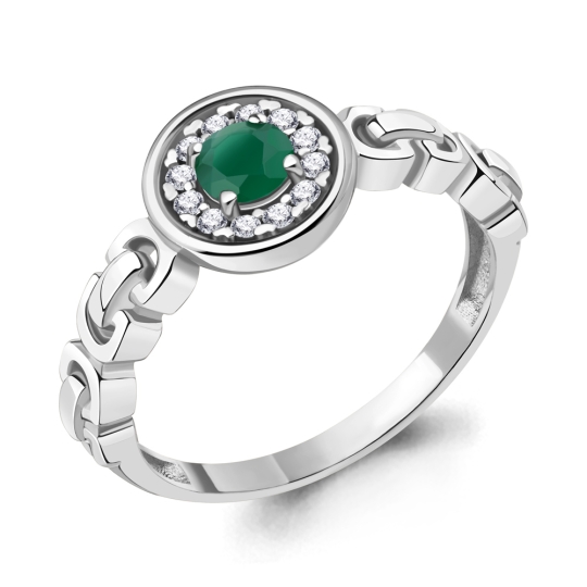 Серьги из серебра с агатами и фианитами
