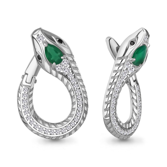 Серьги из серебра с фианитами