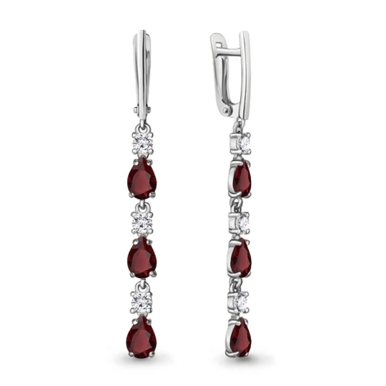 Серьги из серебра с цитринами и фианитами