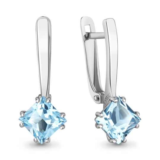 Серьги из серебра с розовыми фианитами 