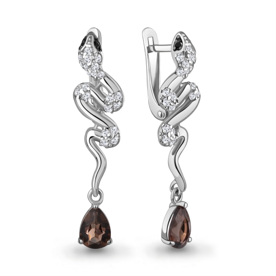 Серьги из серебра с фианитами
